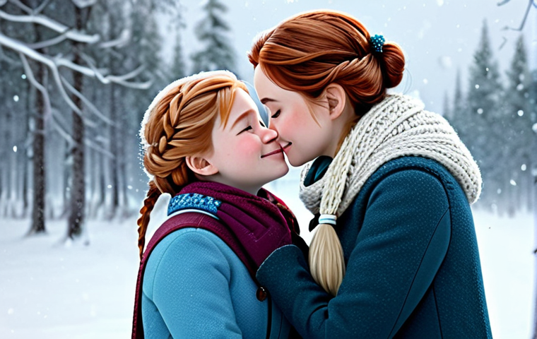 Sisterly Love and Acceptance**

"Anna embracing Elsa in a snowy landscape, fully clothed in warm, Nordic-inspired winter attire, a gentle and loving expression on their faces, snow falling softly, safe for work, appropriate content, family-friendly, perfect anatomy, natural proportions, professional illustration, high quality, modest clothing, well-formed hands, proper finger count."

**